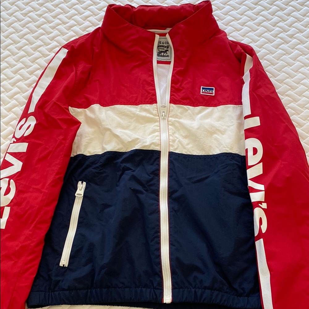 Levi's vintage Red, White, and Blue windbreaker jacket